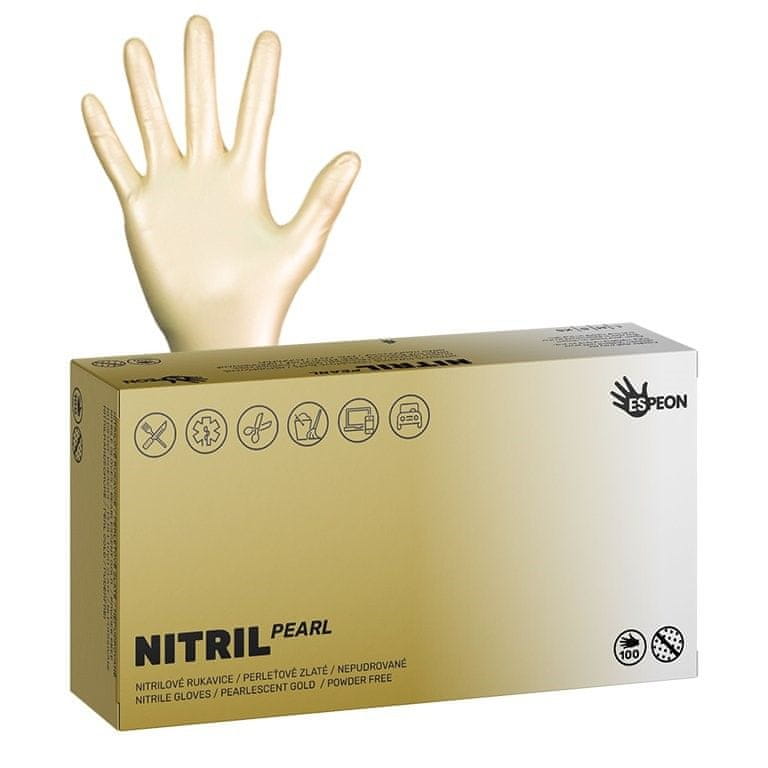 Espeon Nitrilové rukavice NITRIL SPARKLE 100 ks, nepudrované M, perleťovo zlaté